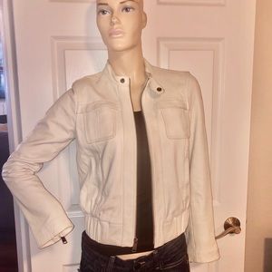 GAP 100% leather cream jacket M